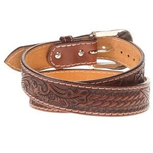 Twisted X Men's Chestnut Basket Floral Belt Western Size 42 READ DESCRIPTION